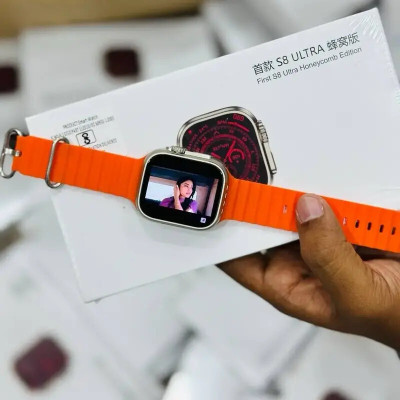 Jhs T800 Ultra smart watch with WiFi GPS Sim Card 4G S8 Smartwatch(Orange Strap, Free Size)