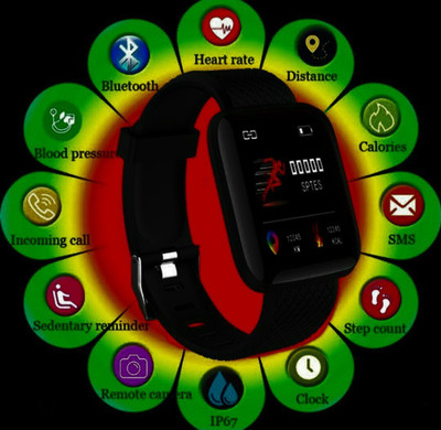 VIGIL ID116 Smartwatch(Black Strap, Free Size)
