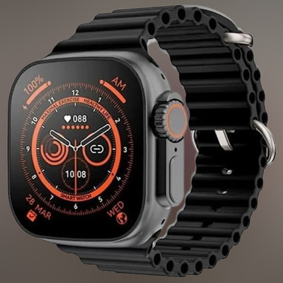 KadWaniya T800 Ultra Smart Watch With Wireless Charging Smartwatch(Black Strap, Regular)