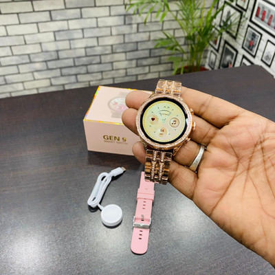 MAYAS Gen 9 smart watch for girls and women smart watch diamond edition Smartwatch(Gold Strap, Free Size)