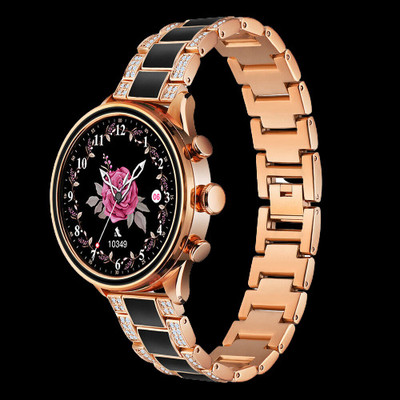 Wifton Stainless Steel Diamond Watches for Women Smartwatch(Gold Strap, Free Size)