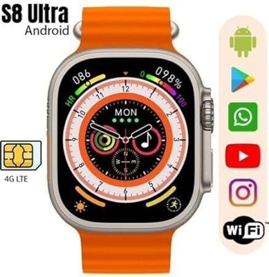 SEHUB S8 Ultra 5G SIM Android Smartwatch for | 4GB+64GB, 2.02” HD Display,Play Store Smartwatch(Orange Strap, 49 mm)
