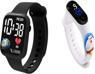 windexa LEDDisplayDigitalWatchWaterproof Square Watch -Digital Watch for Kids Pack of 2 Smartwatch(MULTICOLOR Strap, KIDS)