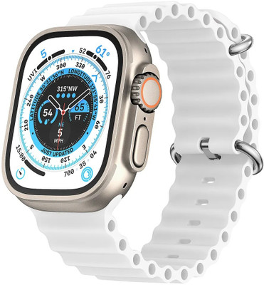 Foxne Point Ultra 49mm Smart Watch Titanium Case. Fitness Tracker, Precision Action Button, Smartwatch(White Ocean Strap, Free)
