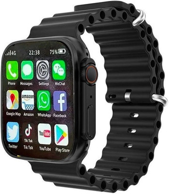 kaku T800 Ultra 8 Watch With pods Bluetooth Call Fitness Bracelet Magnetic Charging Smartwatch(Black Strap, Free Size)