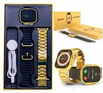 TECHMAZE C9 ULTRA MAX Smart Watch with Bluetooth Calling/Heart Rate Mcompat Watch Smartwatch(GOLDEN,BLACK Strap, FREE SIZE)