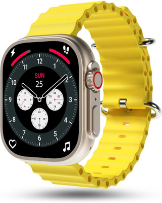 fablooks Ultra series BSW083 with logo Smartwatch(Yellow Strap, Free Size)