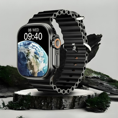 TECHBIZZ New T800 Ultra Bluetooth Smart Watch With Wireless Charging, AI assistant Smartwatch(Black Strap, Free)