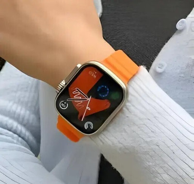 Cubonic T900 Ultra Magnetic Wireless Charger Bt Call TouchScreen Smartwatch(Orange Strap, Free Size)