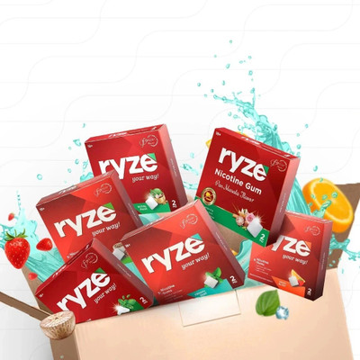 Ryze Nicotine Gum 2mg (Assorted Pack) Smoking Cessations(Pack of 9)