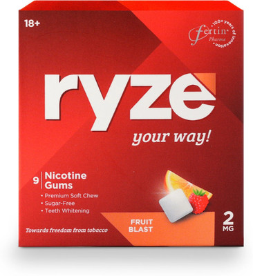 Ryze Nicotine Gum 2mg (Fruit Blast) Smoking Cessations(Pack of 9)