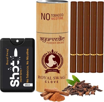 ROYAL SWAG Herbal Cigarettes NO Tobacco/Nicotine(Ayurvedic) Clove Flavour 5 Smoke With Shot Smoking Cessations(Pack of 5)