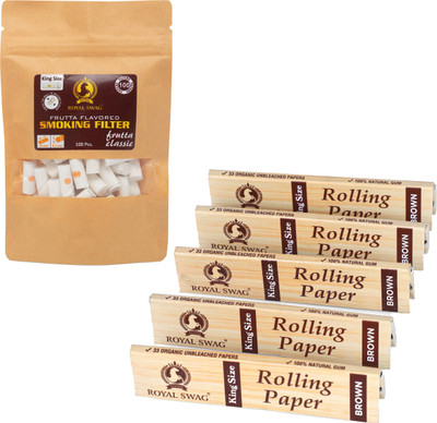 ROYAL SWAG King Size Smoking Rolling Papers(Pack Of 5 *33 Leaf) With Frutta Filters 100 Pc Smoking Cessations(Pack of 265)