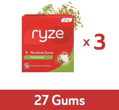 Ryze Nicotine Gum 2mg (Fresh Fennel) Smoking Cessations(Pack of 9)