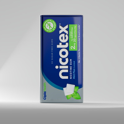 Cipla Nicotex Nicotine MintPlus Gums 2mg | 30 Each Pack| Helps to Quit| Smoking Cessations(Pack of 1)
