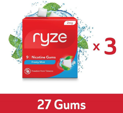 Ryze Nicotine Gum 2mg (Frosty Mint) Smoking Cessations(Pack of 9)