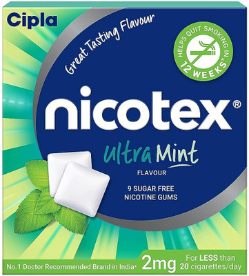 Nicotex 2mg 9 Gums Ultra Mint Flavour Smoking Cessations(Pack of 1)