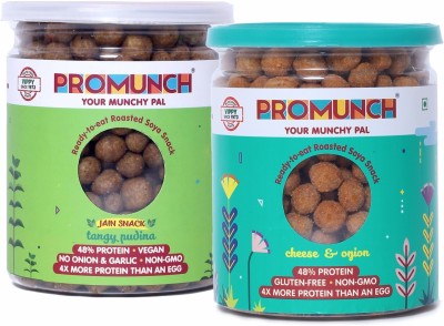 PROMUNCH Ready to Eat Roasted Soya Snack Tangy Pudina with Cheese & Onion Healthy Snacks(2 x 150 g)