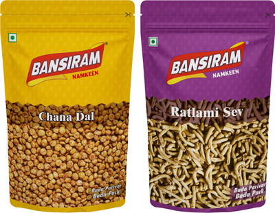 Bansiram Namkeen Chana Dal (375gm) & Ratlami Sev (400gm) Standee Pack Combo(2 x 387.5 g)