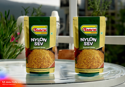 SAMRAT NYLON SEV Smooth Slims Namkeen|Ghar Jaisi Hi Namkeen|PACK OF 2|2X400G|(2 x 400 g)