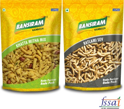 Bansiram Namkeen Khatta Mitha Mix & Ratlami Sev(2 x 400 g)