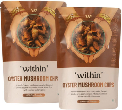 within Oyster Mushroom Chips 75g [Pack of 2] | Rich in Fiber, Vitamins & Antioxidants(2 x 75 g)