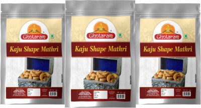 GHOTARAM Snack Mathri Khasta Matthi Ajwain Black Paper Kaju Namkeen Mathi-250g*3Pack(3 x 250 g)