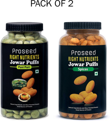 Proseed Jowar Puffs Spice & Pani Puri, 150g each Pack of 2(2 x 150 g)