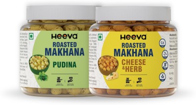 Heeva Roasted Makhana Pudina and Cheese & Herbs Fox Nuts (100g Each) Combo Pack(2 x 100 g)