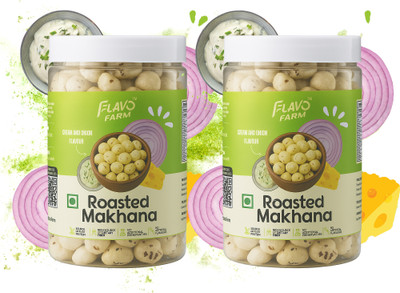 FlavoFarm Roasted Makhana Cream & Onion Flavor | Crunchy & Healthy Snack(2 x 60 g)