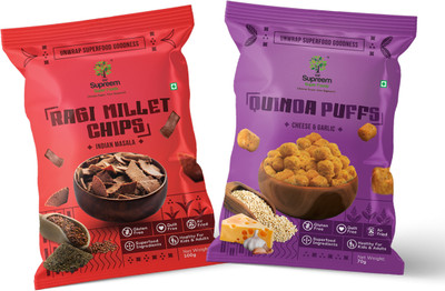 SSF Supreem Super Foods Normalife Gluten Free Quinoa Puffs 70g+RagiMillet Chips(2 x 100 g)