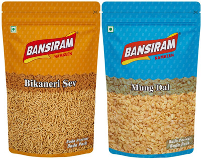 Bansiram Namkeen Bikaneri Sev (375gm) & Mung Dal (350gm)(2 x 362.5 g)