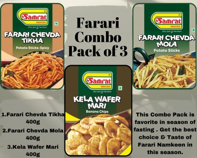 SAMRAT |Farari Combo Pack of 3 | Farari Chevda Tikha & Mola | KELA WAFER Banana Chips|(3 x 400 g)