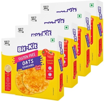 Bit-Kit Gluten Free Oats Seasoning Spanish Tomato Regular Khakhra - Pack of 4(4 x 180 g)