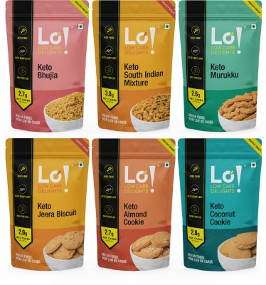 Lo! Keto Snacks Combo Pack of 6 Delicious Keto Namkeen & Keto Cookies for Keto Diet(6 x 100 g)