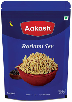 AAKASH Namkeen Ratlami Sev | Indore Malwa Spicy Namkeen | Pack of 2 | 350 Gm Each(2 x 350 g)