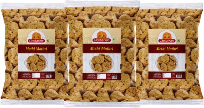 GHOTARAM Crispy Crunchy Methi Mathri Methi Matthi Party Snacks Namkeen Matri-250g*3Pack(3 x 250 g)