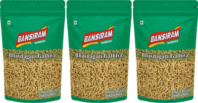 Bansiram Namkeen | Bhavnagari Gathiya | Authentic Gujarati Snack | Soft & Crunchy(3 x 200 g)