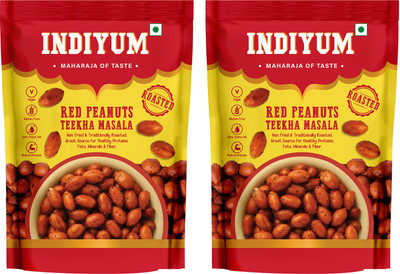 Indiyum Red Peanuts Teekha Masala | Roasted - Non Fried | Party Snack(2 x 120 g)