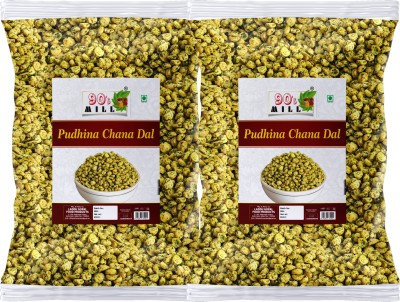 90's MILL Roasted Namkeen Podhina Dhaniya Nimbu Chickpeas Split gram Namkeen-350g*2Pack(2 x 350 g)