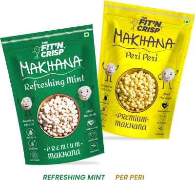 THE FIT N CRISP Flavoured Roasted Makhana|Namkeen Snacks,Puffed Mint,Peri Peri Makhana(2 x 45 g)