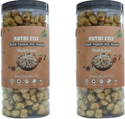 PUNAM ORGANICS NutriFox Black Pepper Hot Makhana Roasted in Olive Oil (Pack of 2) (Each 77g)(2 x 77 g)