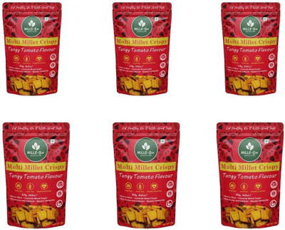 Millè-Tum Multi Millet Crispy Tangy Tomato Flavour - Pack of 6 | Healthy, Guilt-Free Snack(6 x 25 g)