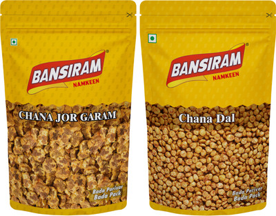Bansiram Namkeen Chana Jor Garam & Chana Dal Standee Pack Combo(2 x 375 g)