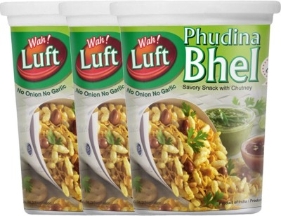 wah luft Instant and Delicious Phudina Bhel Puri Cup (Jain) - 100g Each(3 x 100 g)