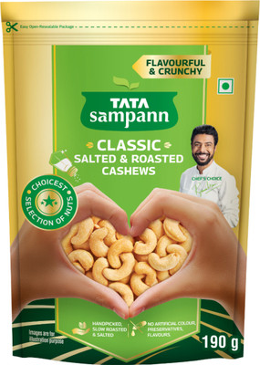 Tata Sampann Salted & Roasted Cashews, Flavourful & Crunchy, No Preservatives(190 g)