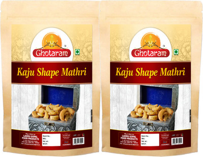 GHOTARAM Salty Kaju Mathri Made by All Purpose Flour Crisp Matthi Mathi Mattri-150g*2Pack(2 x 150 g)