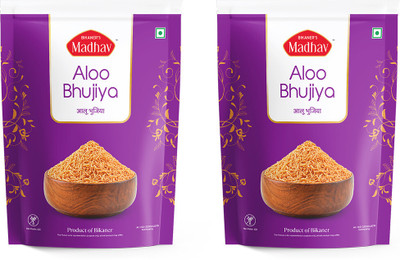 MADHAV Aloo Bhujiya 800Gm (400Gm x 2) Handmade | No Palm Oil | Product of Bikaner(2 x 400 g)