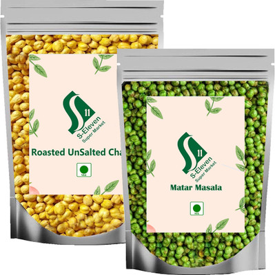 S Eleven Super Market Combo Of Whole Masala Peas + Whole Without Skin Un Salted Bhuna Chana(2 x 1000 g)