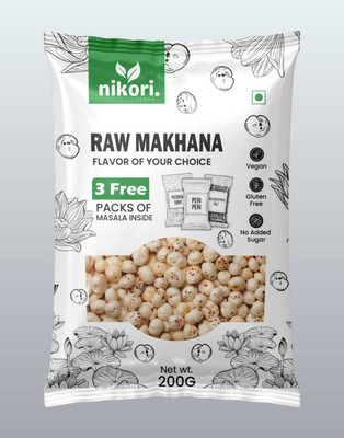NIKORI.FOODS Makhana 200g with 3 Flavour Masala Sachets | Healthy Crunchy Snack Pack(200 g)
